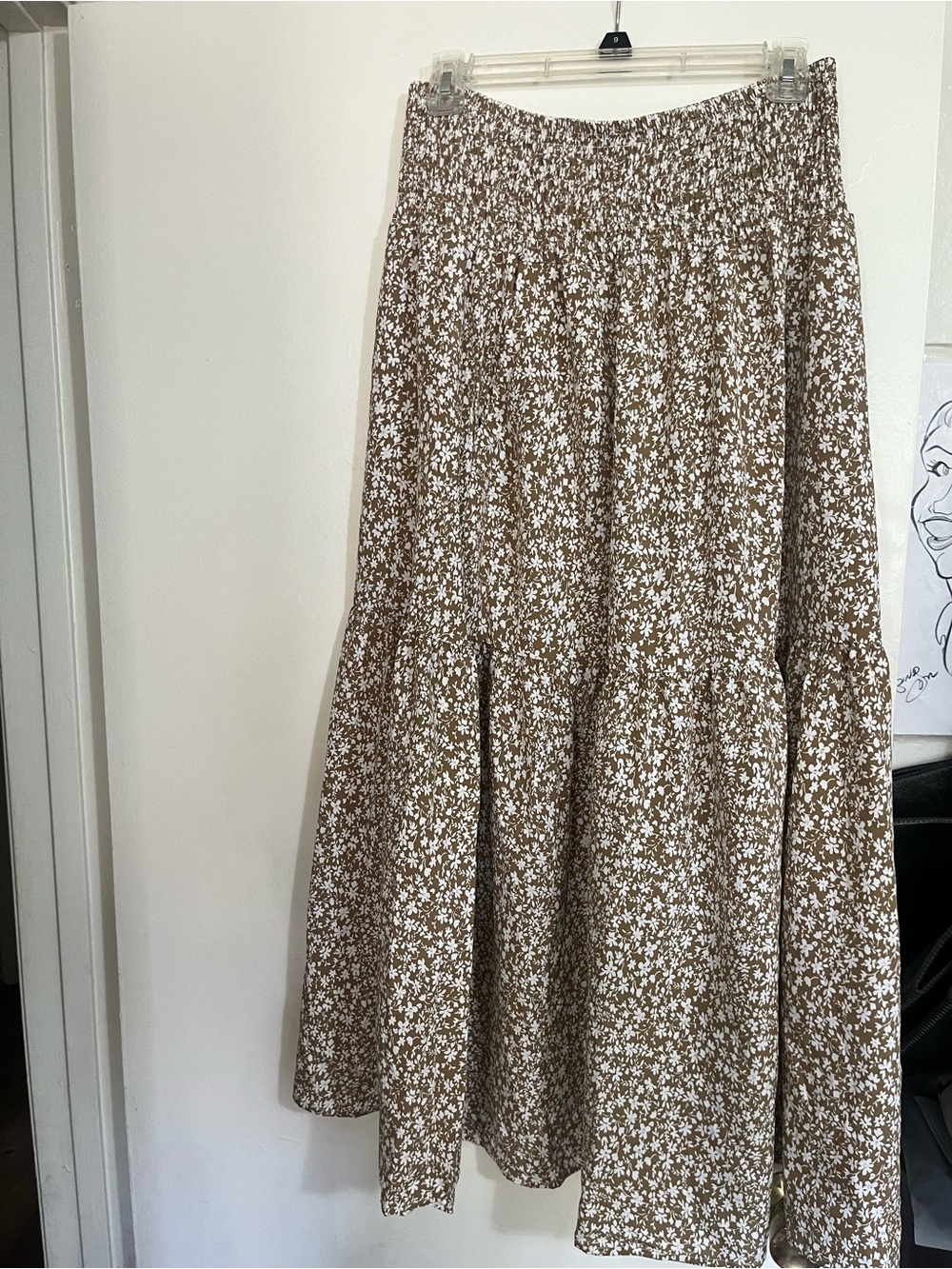 Brown Floral Tiered Maxi Skirt - Women